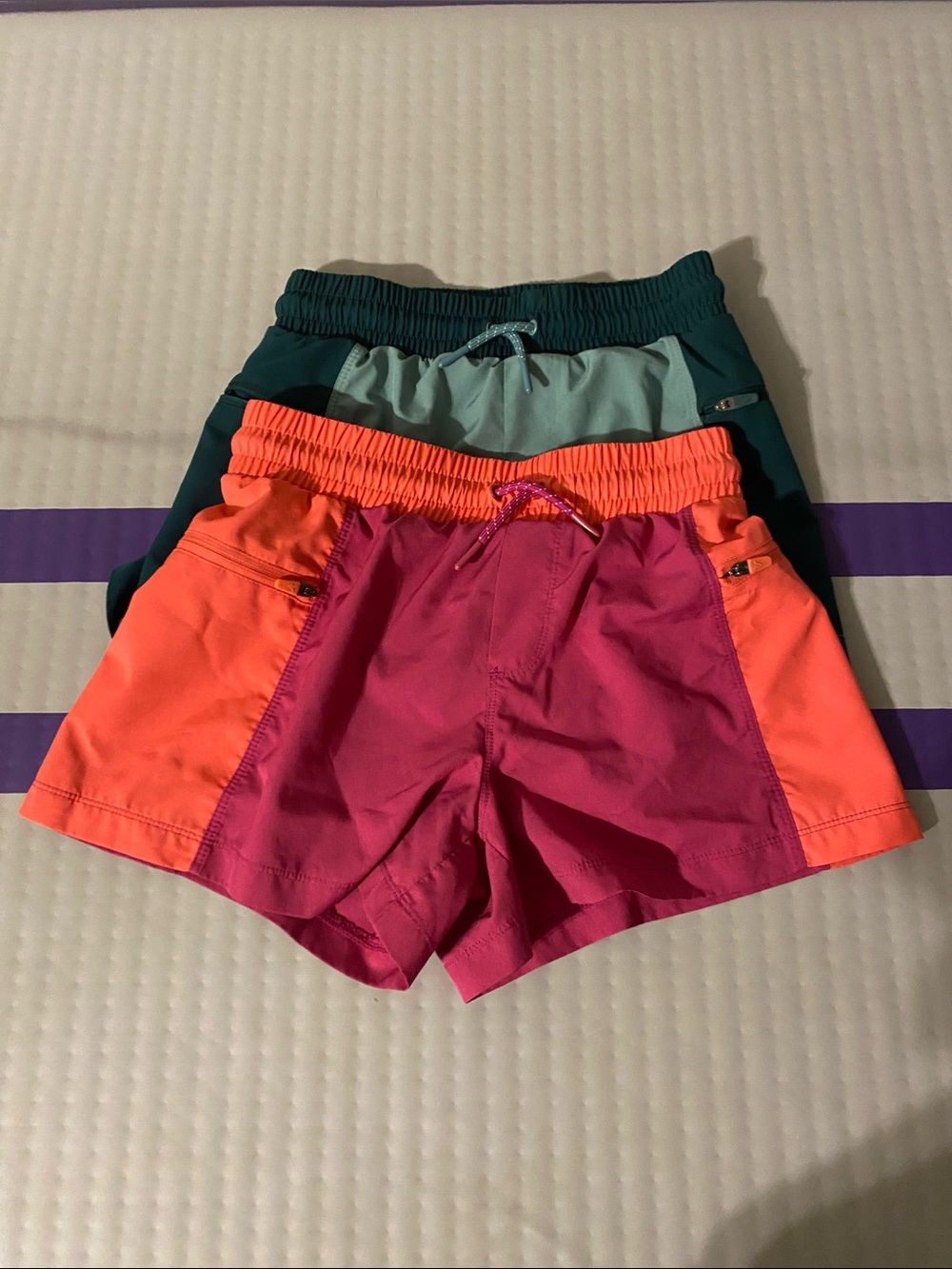 Girls pink and green shorts